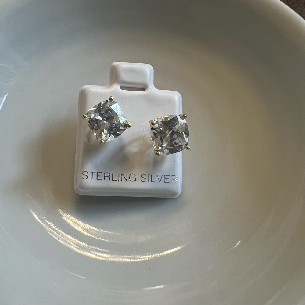 Sterling Silver Square Stud Earrings View 5